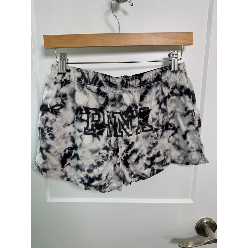 Victoria's Secret PINK Tie Dye Sleep Shorts Black White Logo XS Pajama Bottoms